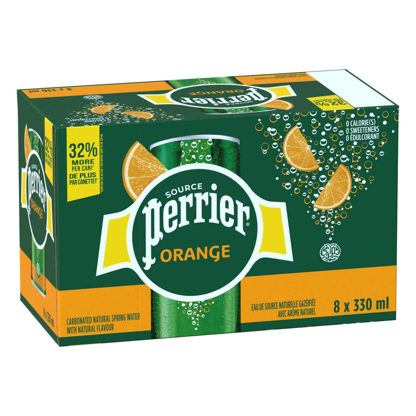 Perrier Orange Slim Can 330ml pack